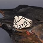 925 AYAR GÜMÜŞ KAYA PARÇASI DESENLİ ERKEK YÜZÜK