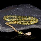 GÜMÜŞ ZİRKON TAŞLI PÜSKÜL FASET KESİM ŞEFFAF DAMLA KEHRİBAR TESBİH