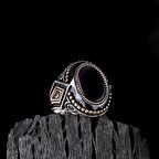 925 AYAR GÜMÜŞ ÇEMBER ONİX TAŞLI OVAL MODEL ERKEK YÜZÜK