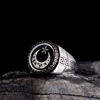 925 AYAR GÜMÜŞ OVAL AYYILDIZ MODEL ERKEK YÜZÜK