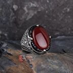 925 AYAR GÜMÜŞ OVAL AKİK TAŞLI ERKEK YÜZÜK