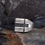 925 AYAR GÜMÜŞ MİKRO TAŞLI MODEL ERKEK YÜZÜK