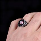 KIRMIZI ZİRKON TAŞLI OTANTIK MODEL 925 AYAR GÜMÜŞ YÜZÜK