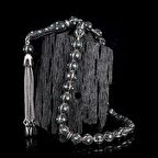 TURKUAZ ZİRKON TAŞ İŞLEMELİ TAMAMI 925 AYAR GÜMÜŞ TESBİH