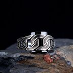 SİYAH ZİRKON TAŞLI ÖRGÜ MODEL ERKEK YÜZÜK