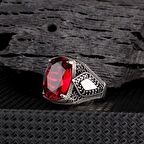 ZİRKON TAŞLI KIRMIZI RENK 925 AYAR GÜMÜŞ YÜZÜK