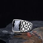 SİYAH RENK ZİRKON TAŞLI 925 AYAR GÜMÜŞ ERKEK YÜZÜK