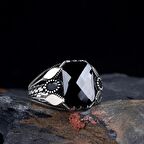 SİYAH RENK ZİRKON TAŞLI DAMLA MODEL GÜMÜŞ YÜZÜK