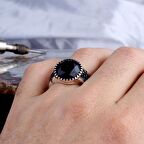 ZİRKON TAŞLI OVAL MODEL 925 AYAR GÜMÜŞ ERKEK YÜZÜK