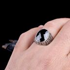 ZİRKON TAŞLI OVAL MODEL 925 AYAR GÜMÜŞ ERKEK YÜZÜK