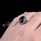 ZİRKON TAŞLI OVAL MODEL 925 AYAR GÜMÜŞ ERKEK YÜZÜK