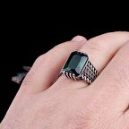 ZİRKON TAŞLI ÖRGÜ MODEL 925 AYAR GÜMÜŞ ERKEK YÜZÜK