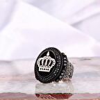 925 AYAR GÜMÜŞ MİKRO TAŞLI KRAL TACI MODEL YÜZÜK