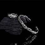 925 AYAR GÜMÜŞ ÖRGÜ MOTİFLİ ERKEK KELEPÇE BİLEKLİK YÜZÜK MODELİ