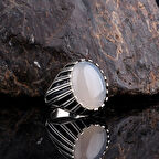 Ay Taşlı 925 Ayar Gümüş Erkek Yüzük