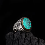 925 Ayar Gümüş Paraiba Taşlı Erkek Yüzük