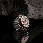 925 Ayar Gümüş Sıkma Kehribar Taşlı Hz Süleyman Mührü Model Yüzük