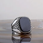 925 Ayar Gümüş Onix Taşlı Erkek Yüzük