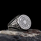 Hz Süleyman Mührü Davut Yıldızı 925 Ayar Gümüş Erkek Yüzük