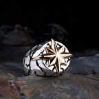 925 Ayar Gümüş Yön Pusulası Model Erkek Yüzük