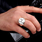 925 Ayar Gümüş Üç Hilal Model Erkek Yüzük