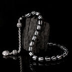 925 Ayar Gümüş Mineli Püsküllü Siyah Gri Renk Ateş Kehribar Tesbih