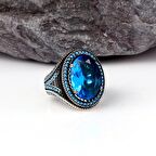 ZİRKON TAŞLI 925 AYAR GÜMÜŞ ERKEK YÜZÜK