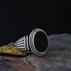 925 Ayar Gümüş Onix Taşlı Model Erkek Yüzük