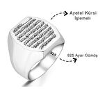 Ayetel Kürsi İşlemeli Düz Gümüş Erkek Yüzük
