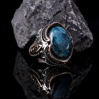 AZURİT TAŞLI 925 AYAR ERKEK GÜMÜŞ YÜZÜK