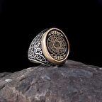 Mineli Süleyman Mührü 925 Ayar Gümüş Erkek Yüzük