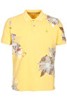 Erkek Polo Yaka Tişört SARI %100 Pamuk Slim Fit Ribana'lı Kol Floral Desenli T-shirt NCS JEANS 1189