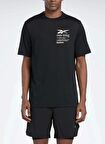 Reebok 100075314 RUN GRAPHIC SS TEE Siyah Erkek Yuvarlak Yaka Standart fit T-Shirt