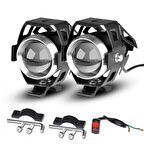 U5 Motosiklet Sis Farı Su Geçirmez 3 Mod 2 Adet Led + 1 Anahtar Uyumlu
