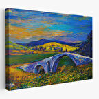 Harita Sepeti Köy Taşköprüsü Günbatımı Manzarası Duvar Tablosu-1202