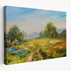 Harita Sepeti Çiçek Tarlası Yağlıboya Görünümlü Duvar Tablosu-1203