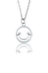 Küçük Gülen Surat - Smile Erkek Kadın Kolye Antik Gümüş Kaplama - 60 cm Düz Zincir