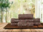 Bambu Havlu 6 Lı %100 Pamuk organik 50x90 - Kahve