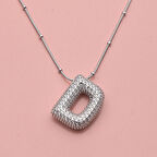 Zirkon Taşlı D Harfli Kadın Kolye Takı Hediyelik Aksesuar