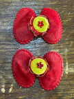 6X5 CM 2'Lİ KIRMIZI PELUŞ FİYONK APLİKE ARMA YAMA DİKİŞ AKSESUARI