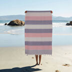 Homedius %100 Pamuk American Desenli Püsküllü Peştemal Banyo Plaj Havlusu - 100x180 cm