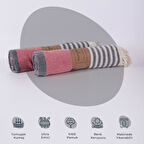 Homedius %100 Pamuk Kırmızı American Desenli Püsküllü Peştamal 2’li - 100x180 Cm