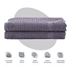 Homedius Banyo Kareli Ayak Desenli Pamuk Ayak Havlusu 50x70cm Antrasit 2’li