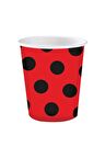BARDAK SİYAH PUANLI KIRMIZI 8'Lİ