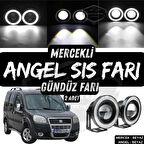Fiat Doblo D2 2005-2010 Uyumlu Üniversal Mercekli Angel Sis Farı Metal Su Geçirmez 76 mm Beyaz Halkalı Gündüz Farı Angel Eyes 2 Adet