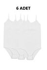 6 Adet İp Askılı Kadın Çıtçıtlı Body Zıbın Siyah Beyaz Gri