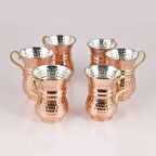 El Dövmesi Bakır Su & Ayran Bardağı 6 Adet