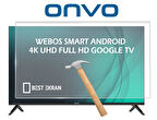 Onvo 70" inç 178 Ekran Smart LED OLED QLED Android 4K-8K Televizyon Tv Ekran Koruyucu