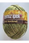 Zeytin Yeşili Simli Kordonet Altın/sarımsı simli parlaklık