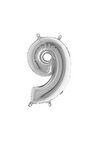 Gümüş Folyo Balon 9 Rakamı 40 Cm.